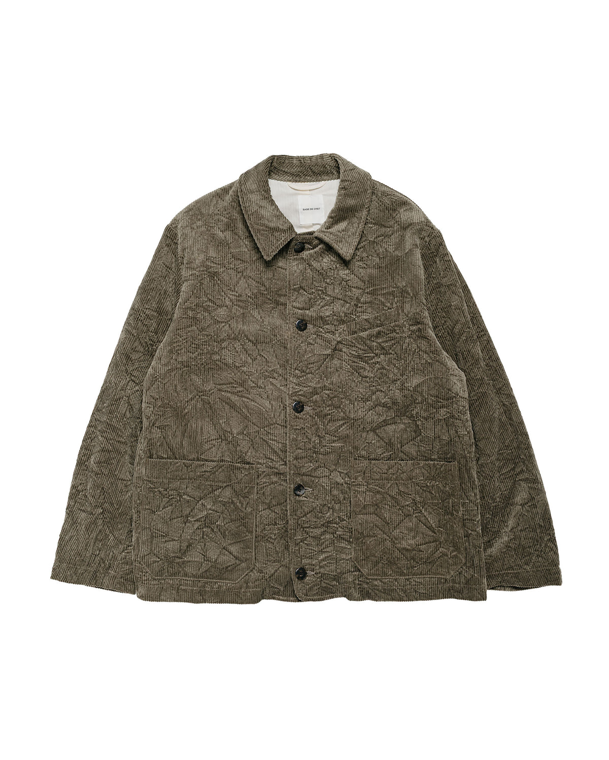 Sage de Cret CO Corduroy Crinkle Coverall Short Jacket Olive