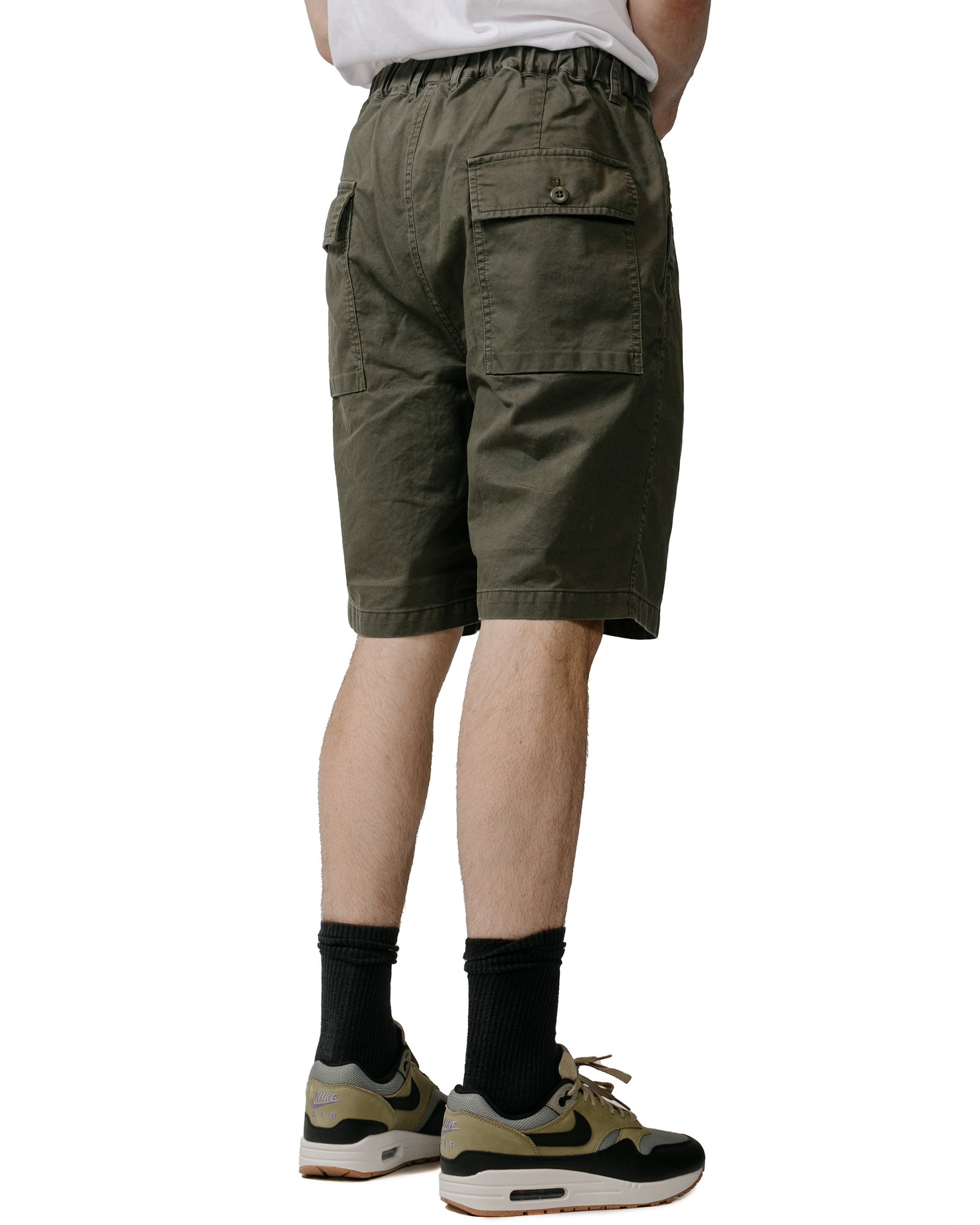 lost & found Sage de Cret Sage de Cret Cotton Broken Twill Wide Pleated Shorts Olive