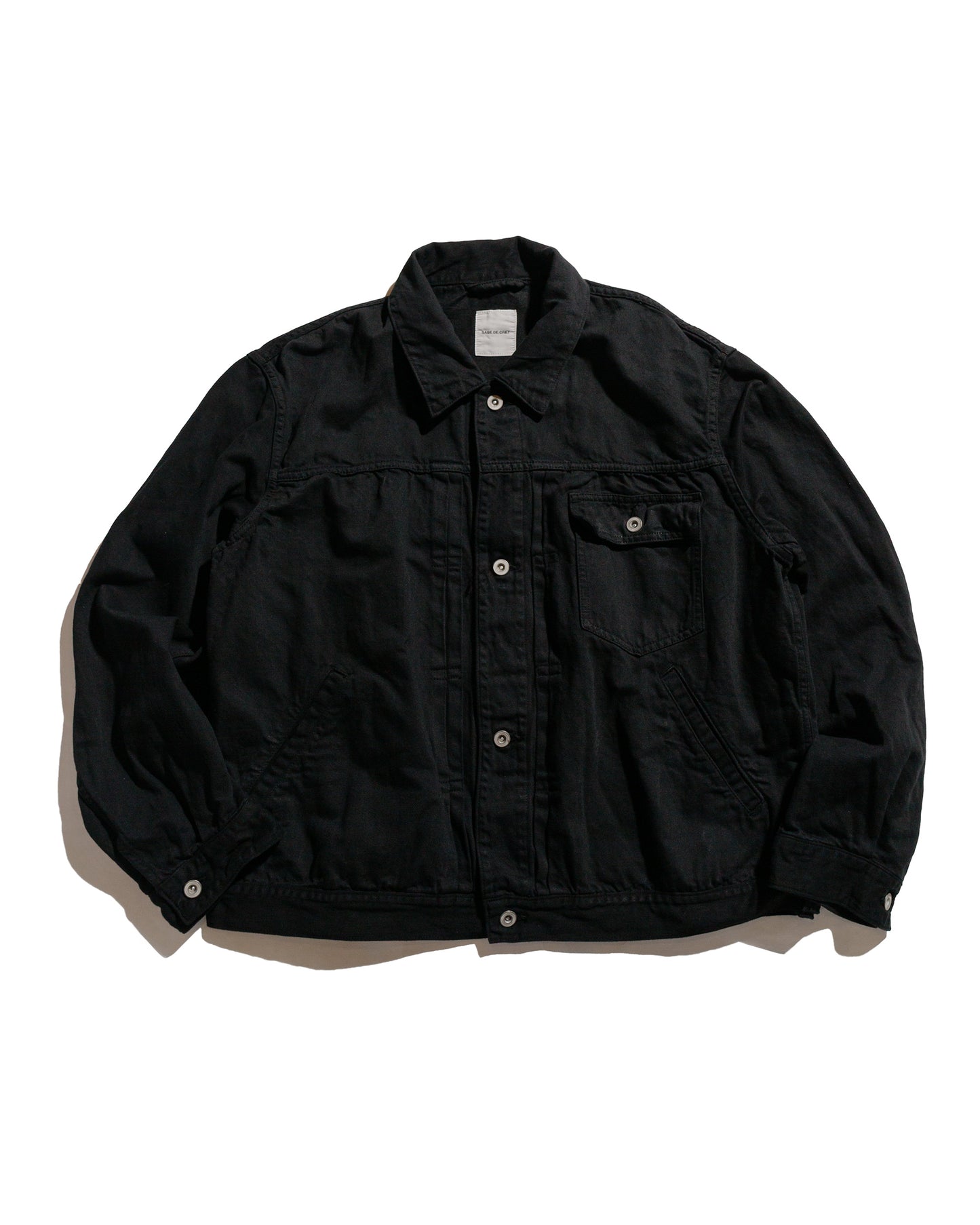 lost & found Sage de Cret Sage de Cret Cotton/Linen Denim Short Jacket Black