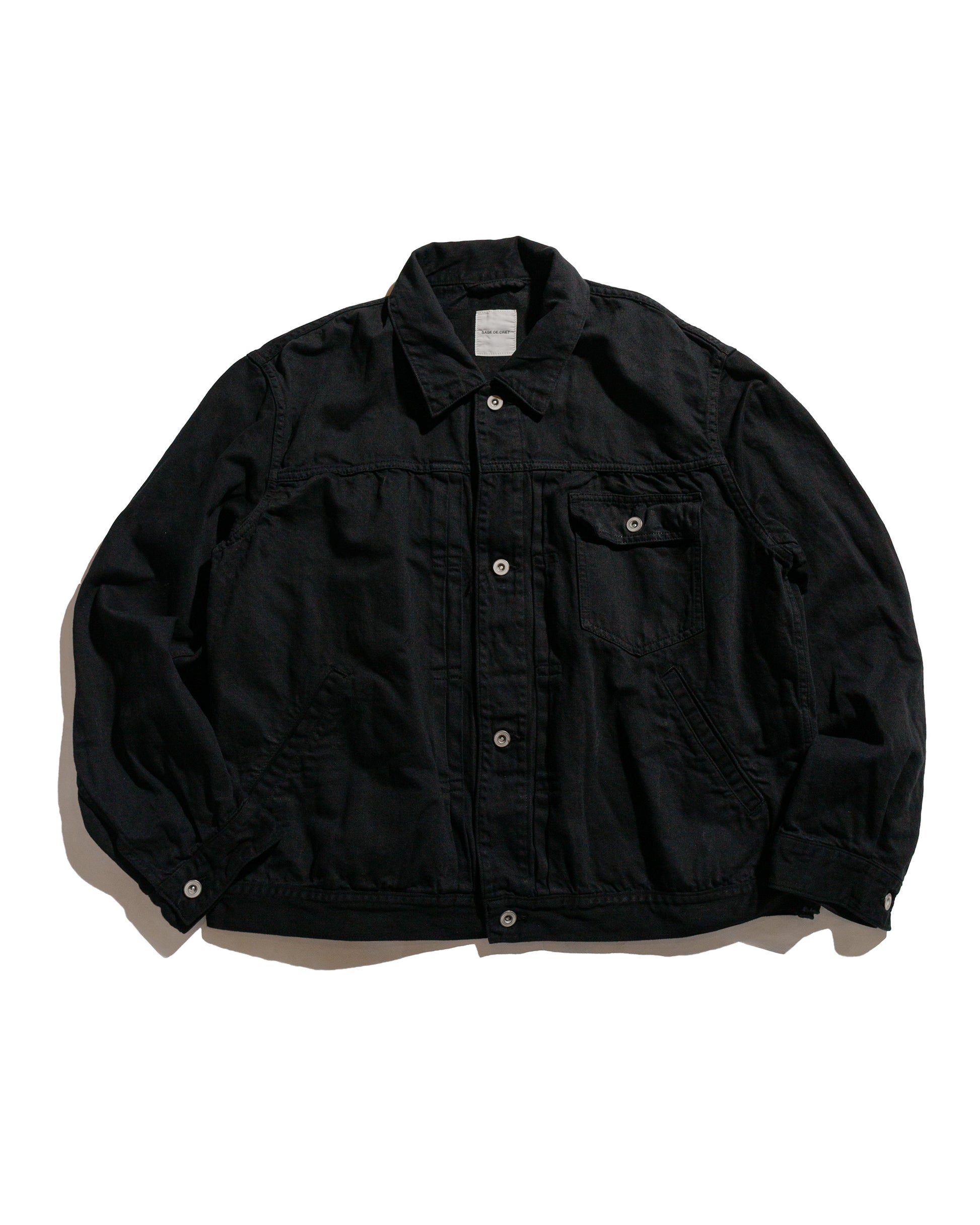 lost & found Sage de Cret Sage de Cret Cotton/Linen Denim Short Jacket Black