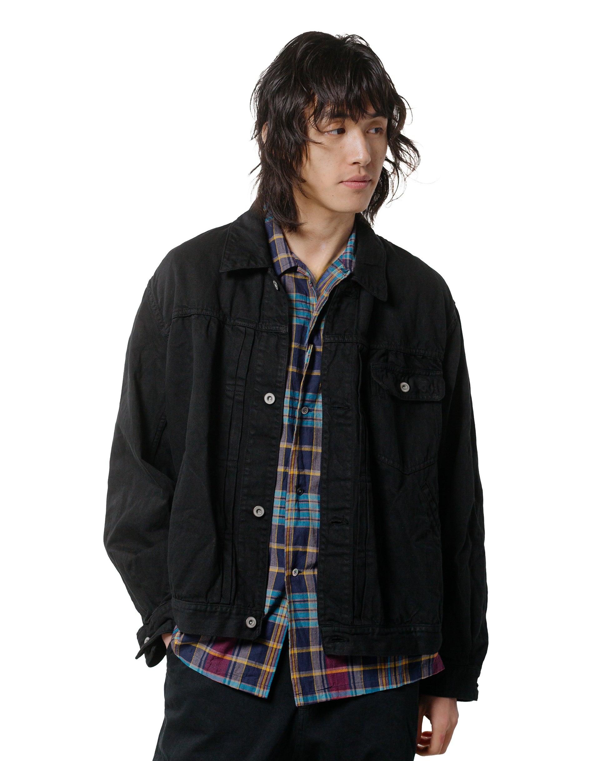 lost & found Sage de Cret Sage de Cret Cotton/Linen Denim Short Jacket Black