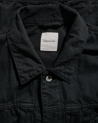 lost & found Sage de Cret Sage de Cret Cotton/Linen Denim Short Jacket Black