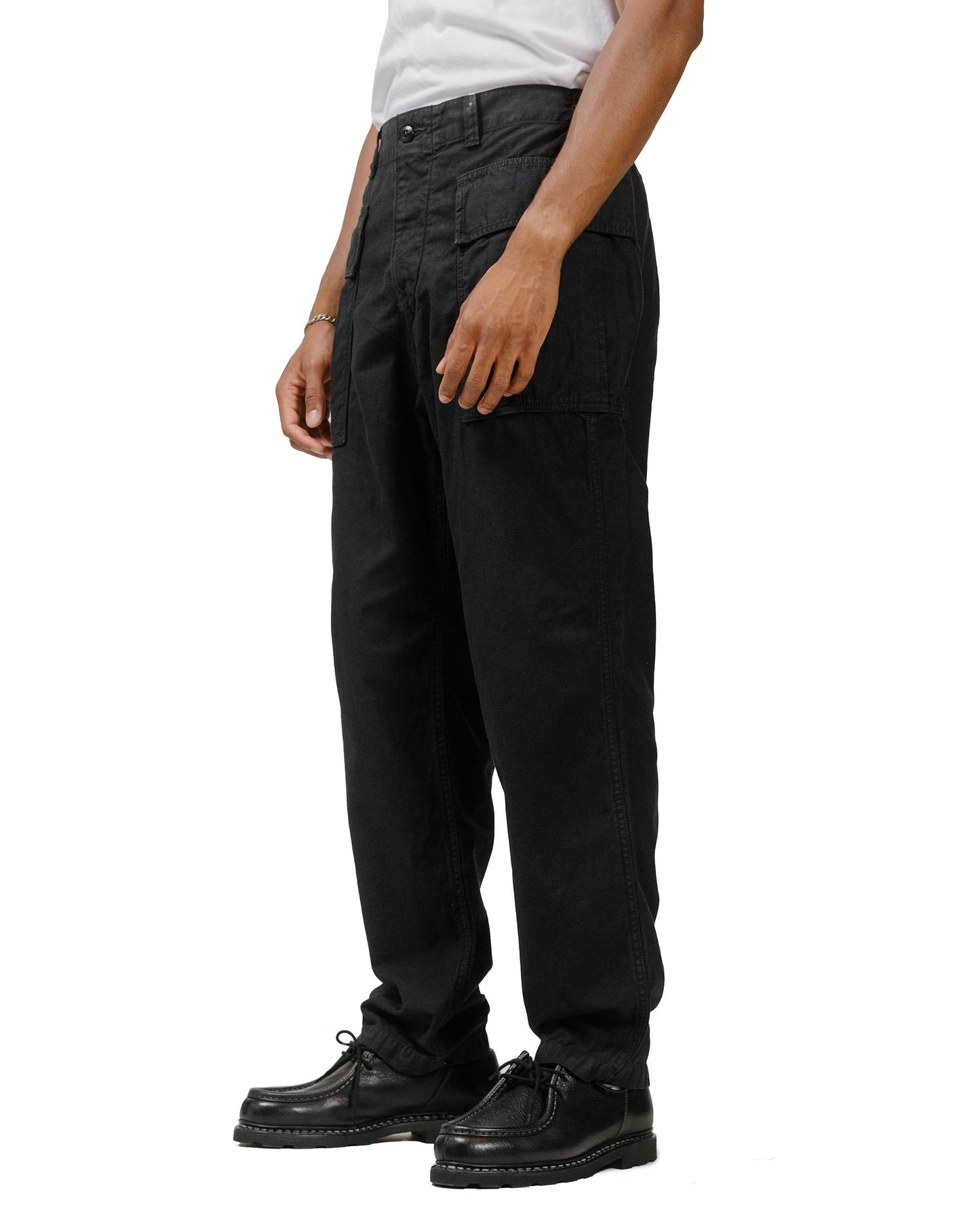 lost & found Sage de Cret Sage de Cret Cotton/Linen Back Satin Pegtop Military Pants Black