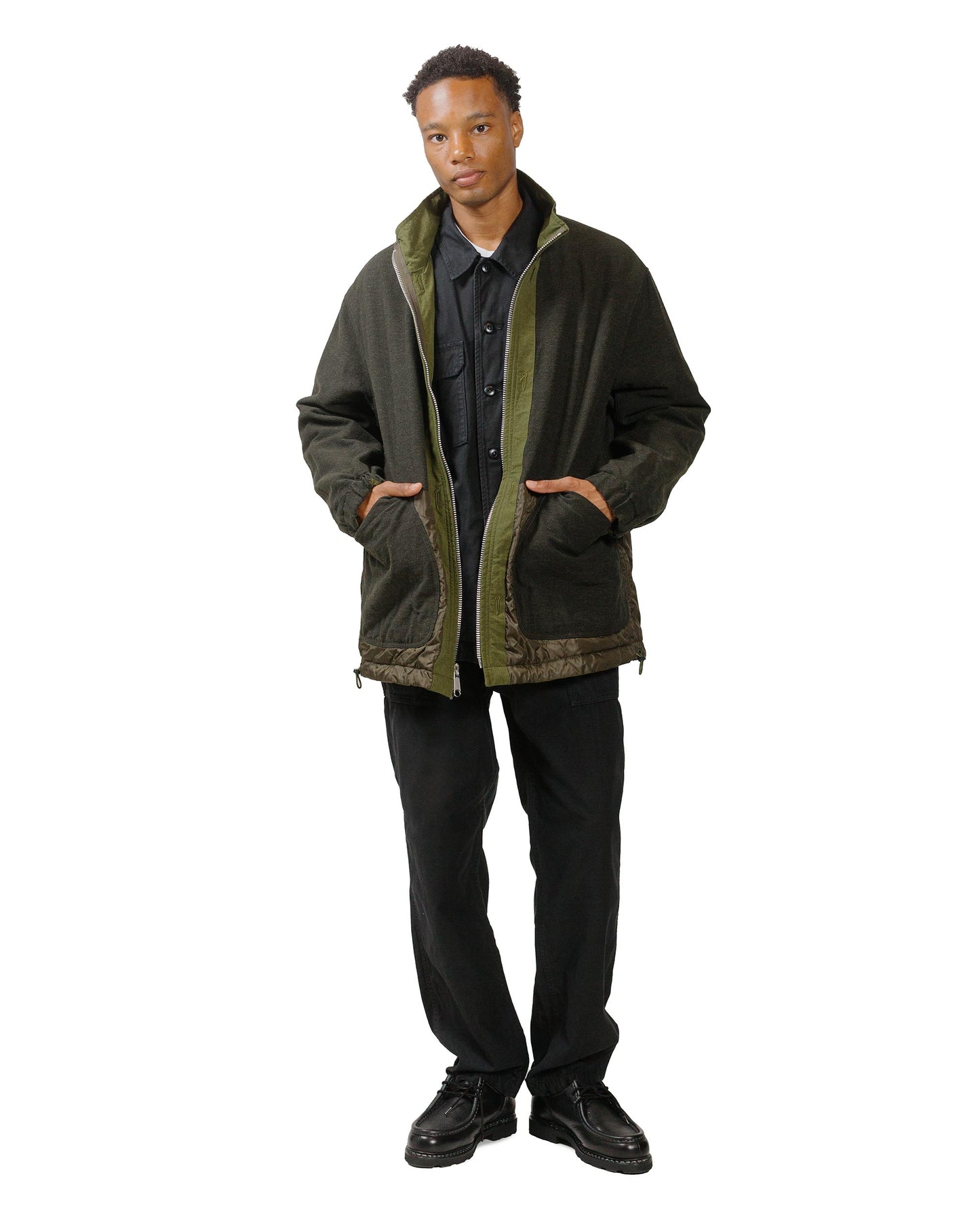lost & found Sage de Cret Sage de Cret Cotton/Linen Back Satin Pegtop Military Pants Black