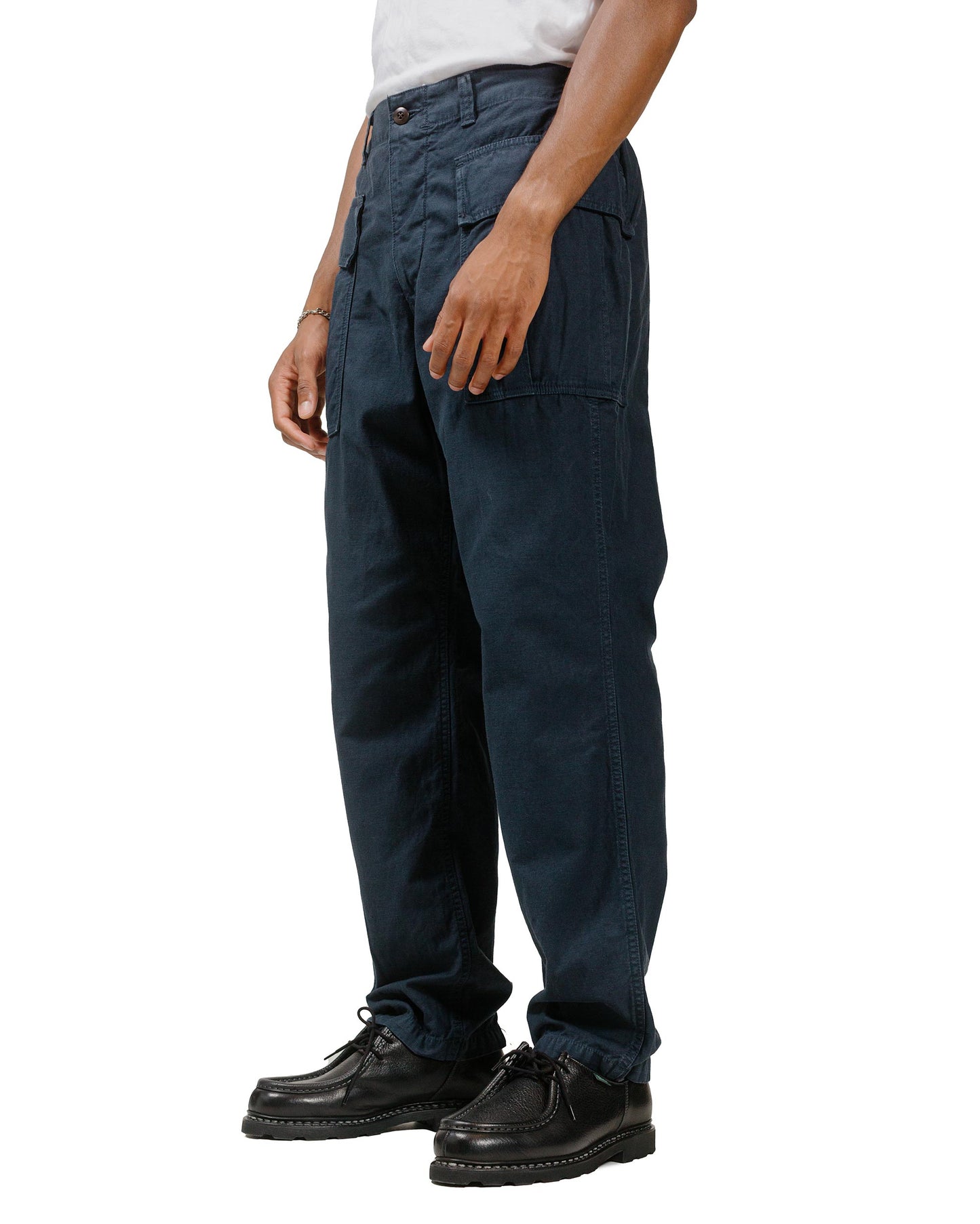 lost & found Sage de Cret Sage de Cret Cotton/Linen Back Satin Pegtop Military Pants Navy