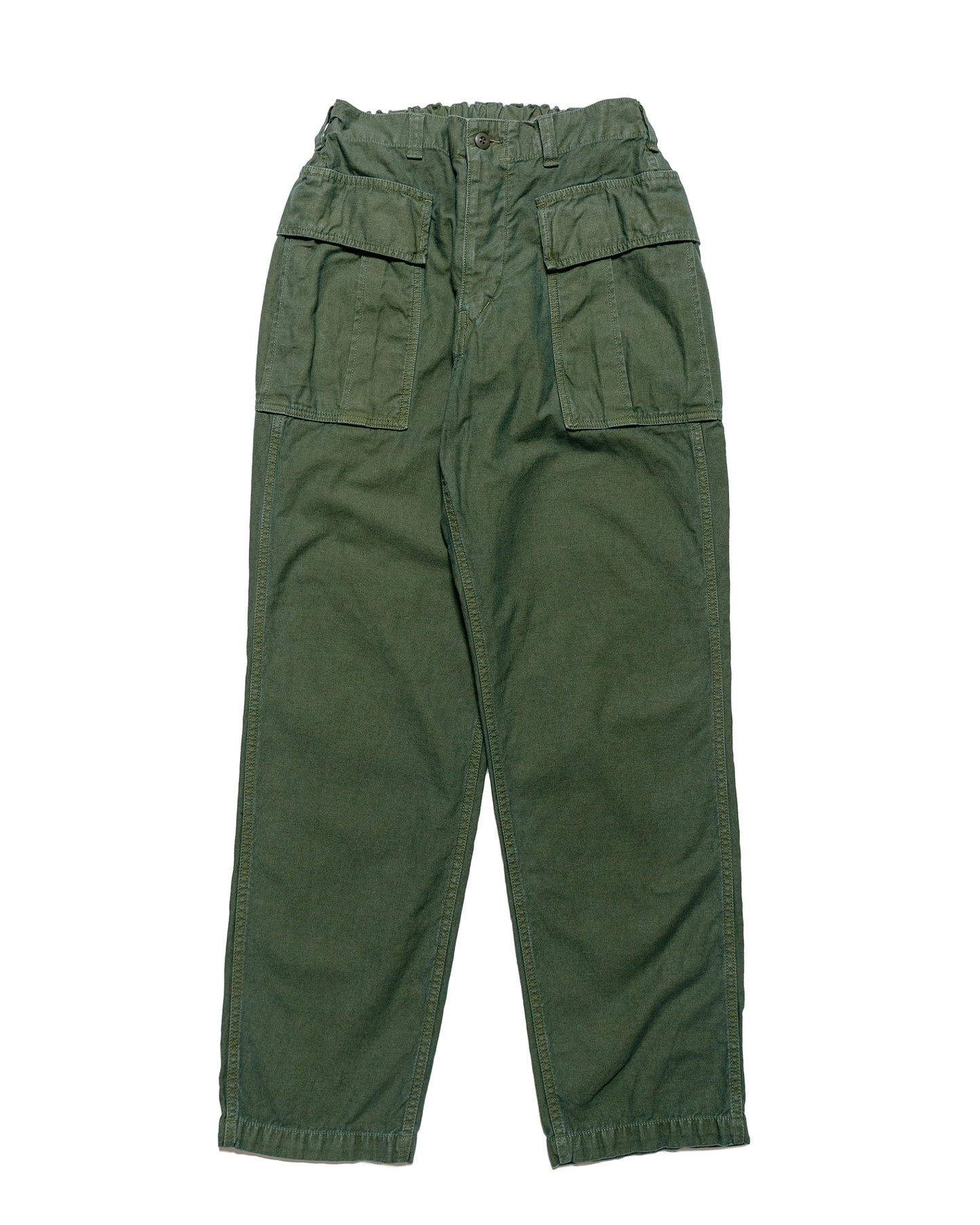 lost & found Sage de Cret Sage de Cret Cotton/Linen Back Satin Pegtop Military Pants Olive