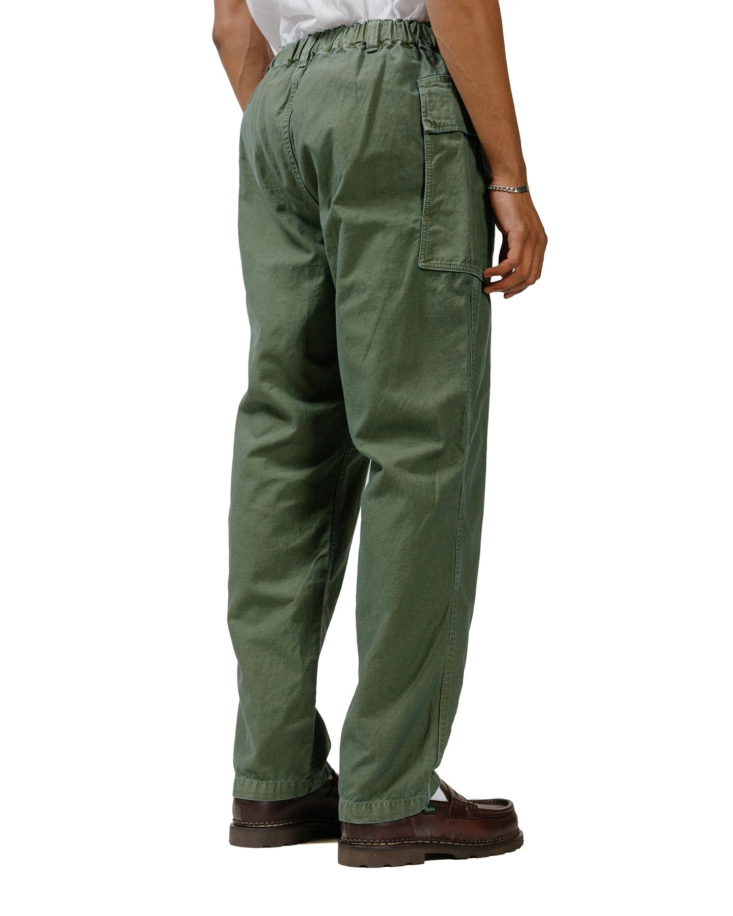 lost & found Sage de Cret Sage de Cret Cotton/Linen Back Satin Pegtop Military Pants Olive