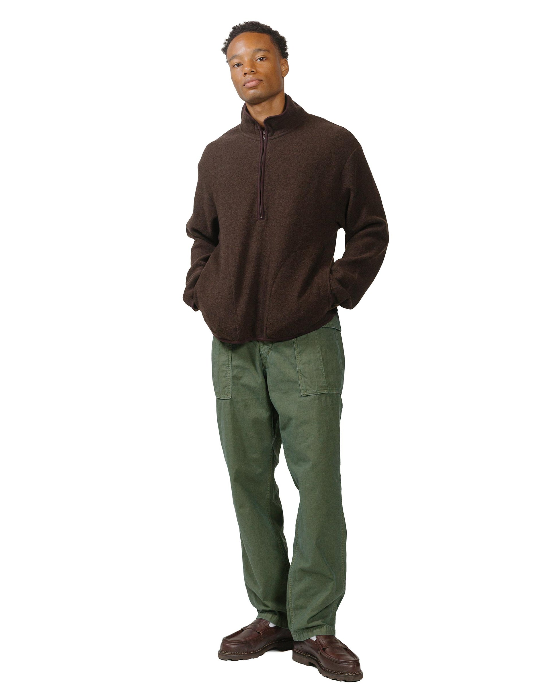 lost & found Sage de Cret Sage de Cret Cotton/Linen Back Satin Pegtop Military Pants Olive
