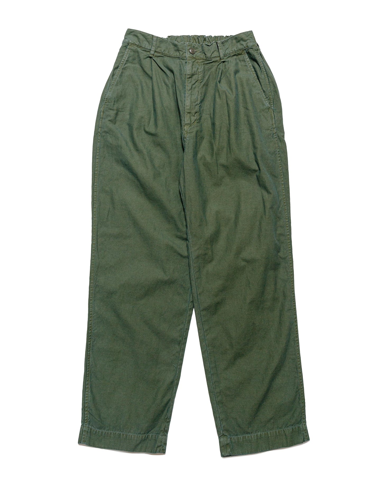 lost & found Sage de Cret Sage de Cret Cotton/Linen Back Satin Single-Pleated Wide Pants Olive