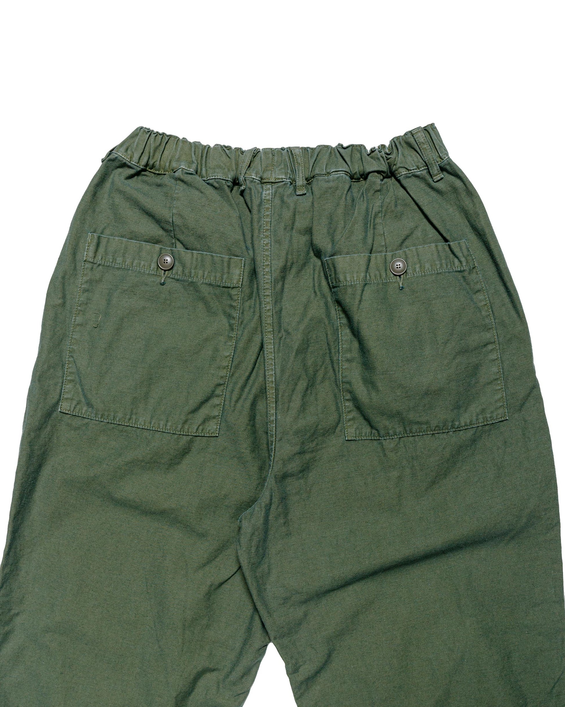 lost & found Sage de Cret Sage de Cret Cotton/Linen Back Satin Single-Pleated Wide Pants Olive