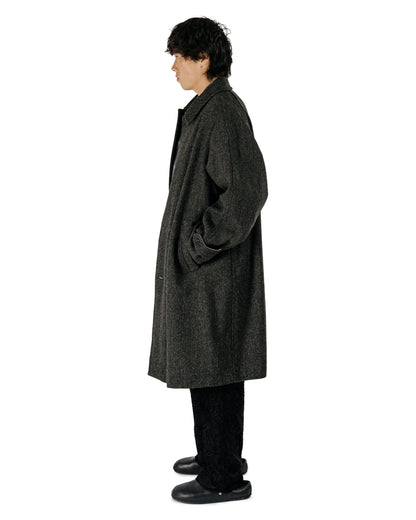 Sage de Cret Harris Tweed Balmacaan Overcoat Herringbone