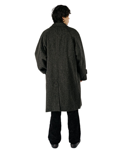 Sage de Cret Harris Tweed Balmacaan Overcoat Herringbone