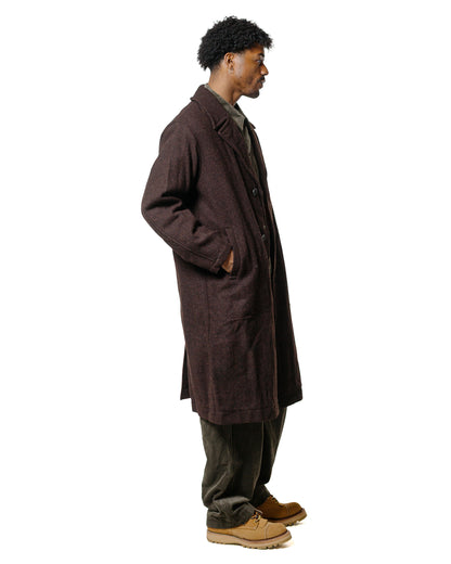 lost & found Sage de Cret Sage de Cret Harris Tweed Ulster Collar Long Coat Dark Brown