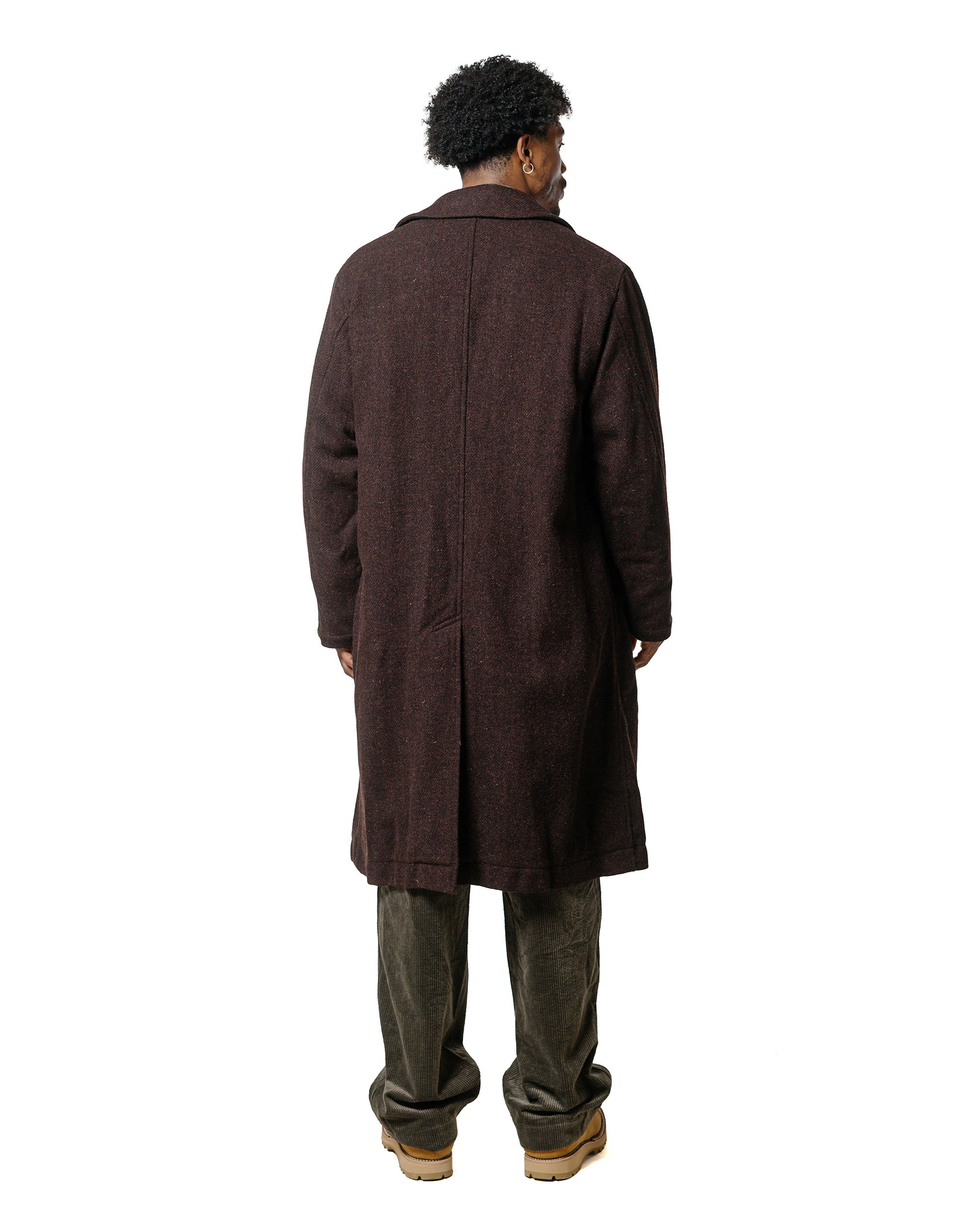 lost & found Sage de Cret Sage de Cret Harris Tweed Ulster Collar Long Coat Dark Brown