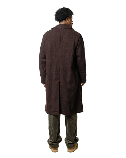 lost & found Sage de Cret Sage de Cret Harris Tweed Ulster Collar Long Coat Dark Brown