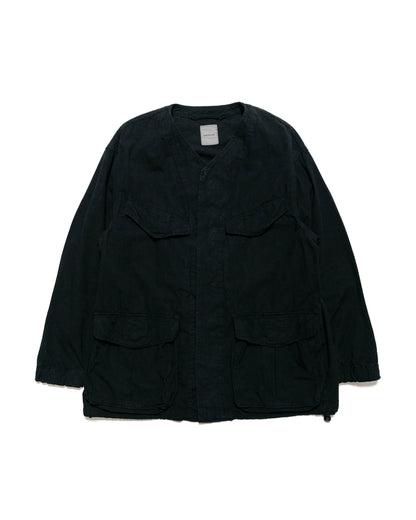 lost & found Sage de Cret Sage de Cret High Density Cotton Hemp Collarless Fatigue Jacket Black