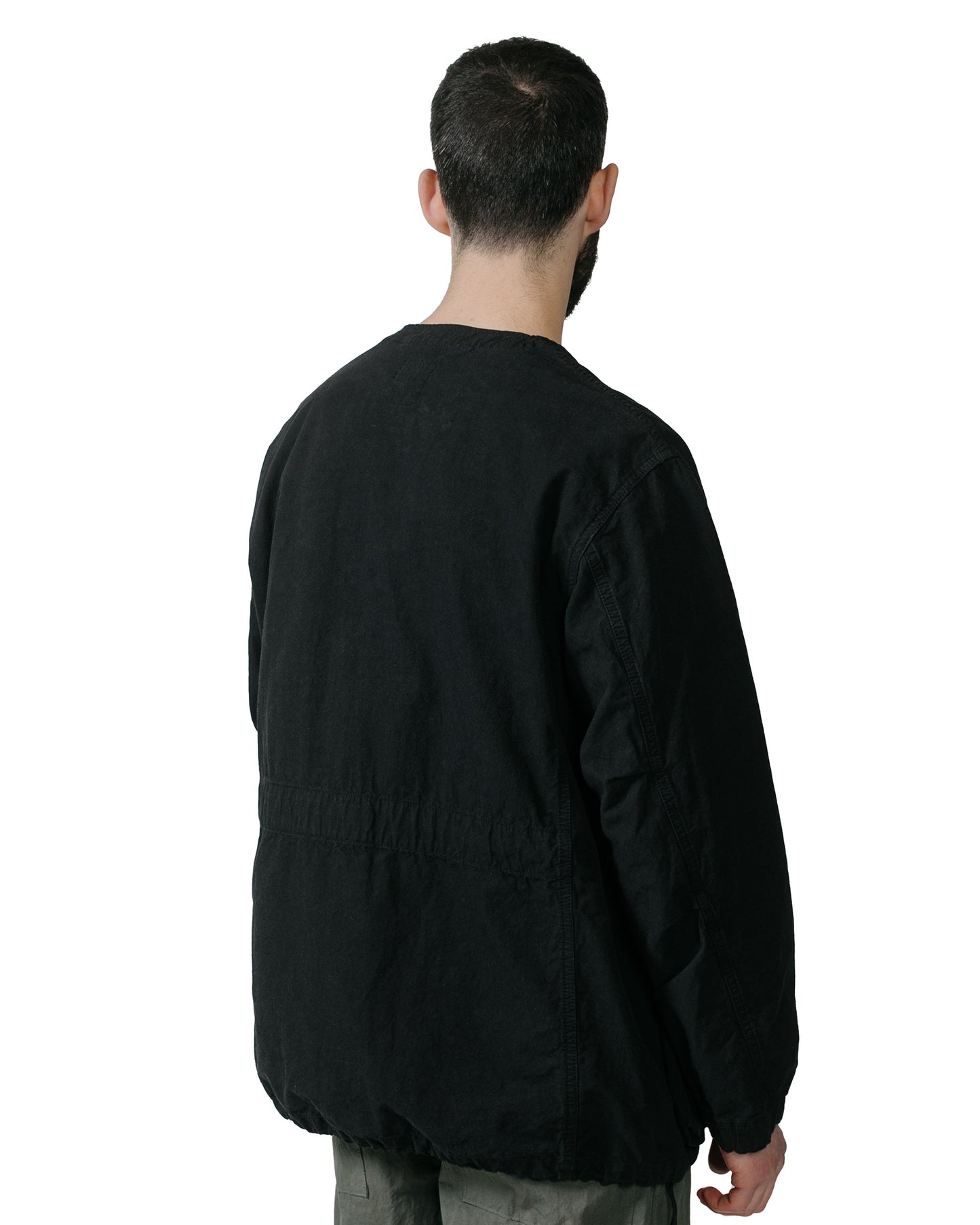 lost & found Sage de Cret Sage de Cret High Density Cotton Hemp Collarless Fatigue Jacket Black