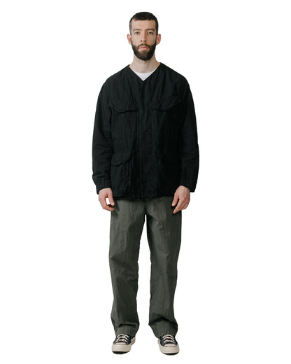 lost & found Sage de Cret Sage de Cret High Density Cotton Hemp Collarless Fatigue Jacket Black