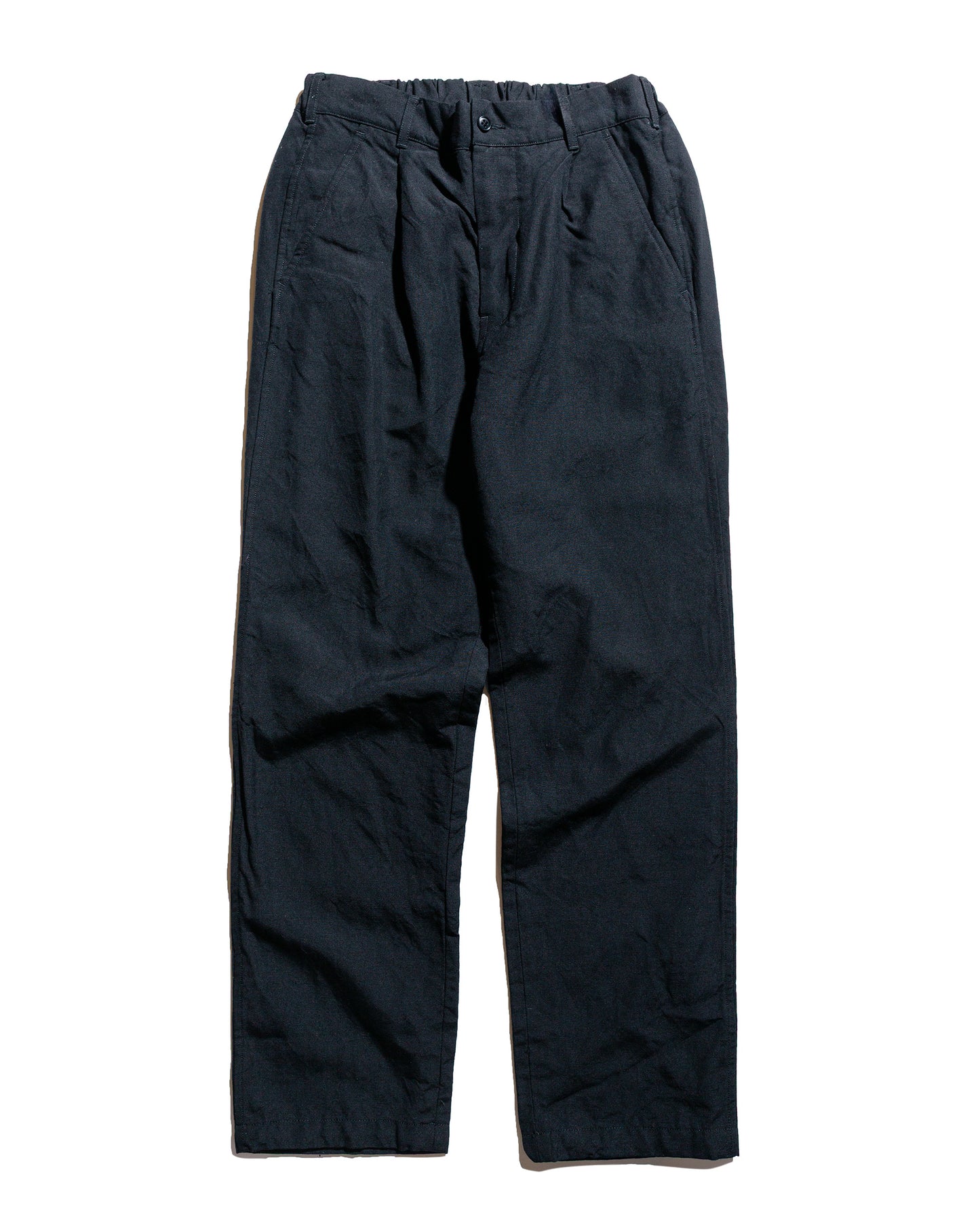 lost & found Sage de Cret Sage de Cret High Density Wool/Linen Oxford Pegtop Single Pleat Pants Black