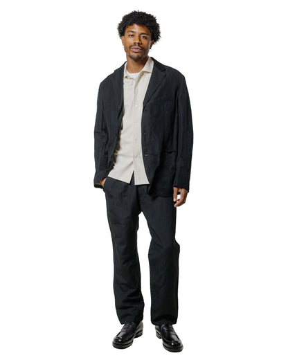 lost & found Sage de Cret Sage de Cret High Density Wool/Linen Oxford Pegtop Single Pleat Pants Black