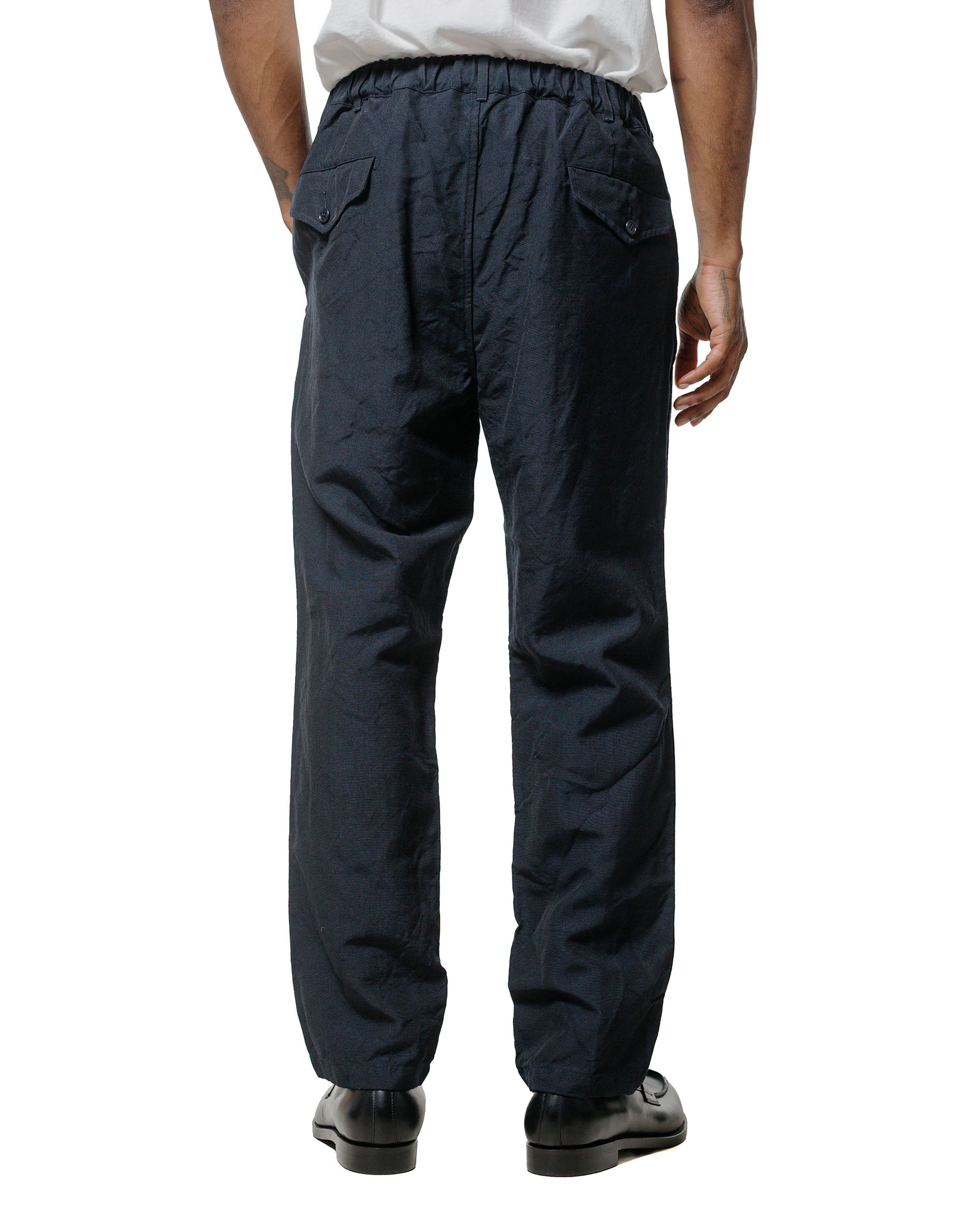 lost & found Sage de Cret Sage de Cret High Density Wool/Linen Oxford Pegtop Single Pleat Pants Navy