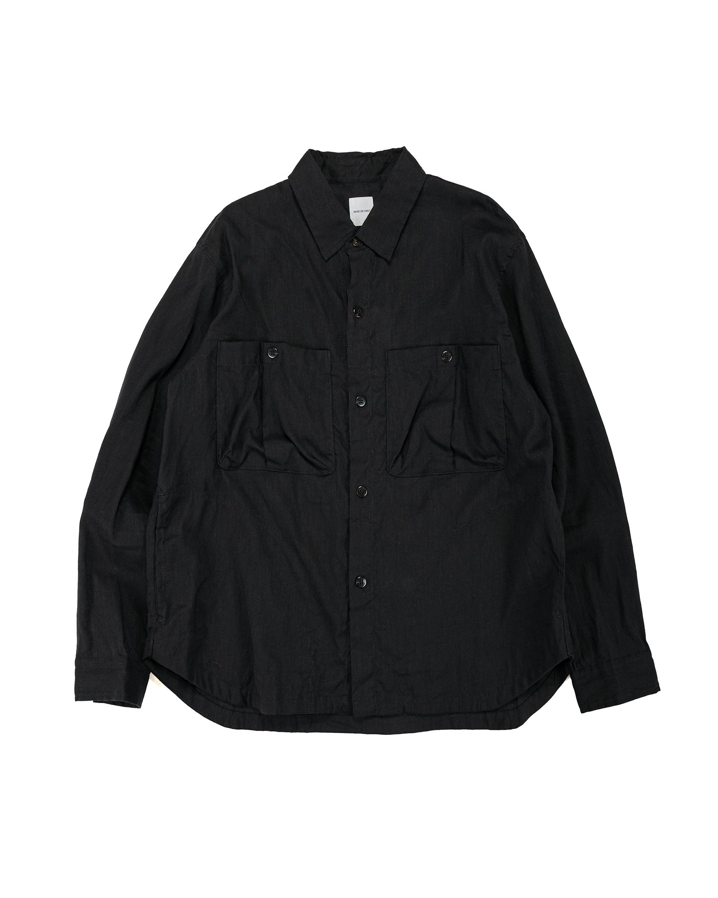 lost & found Sage de Cret Sage de Cret LI/CO/WO Washed Lawn Cloth Work Shirt Jacket Black