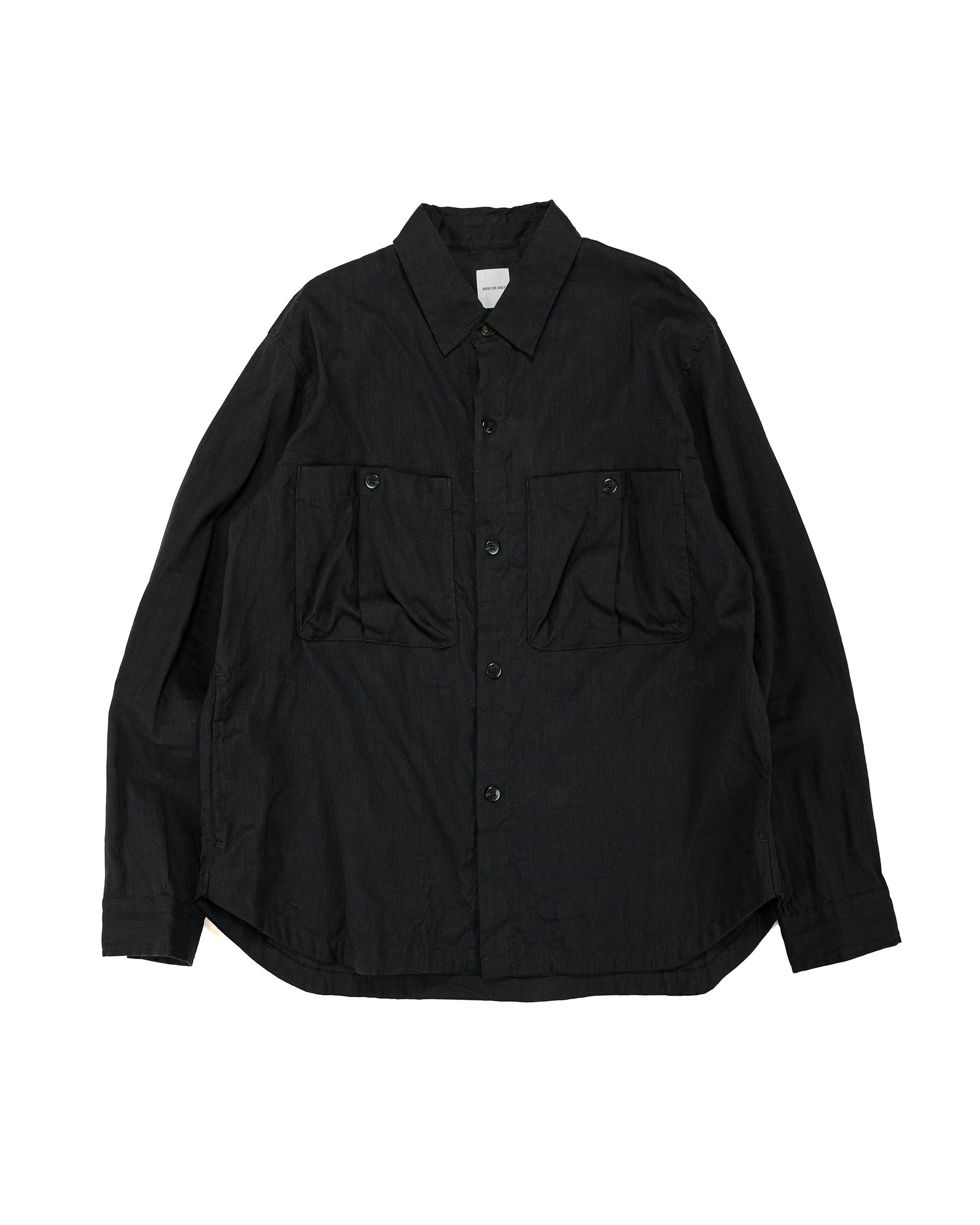 lost & found Sage de Cret Sage de Cret LI/CO/WO Washed Lawn Cloth Work Shirt Jacket Black