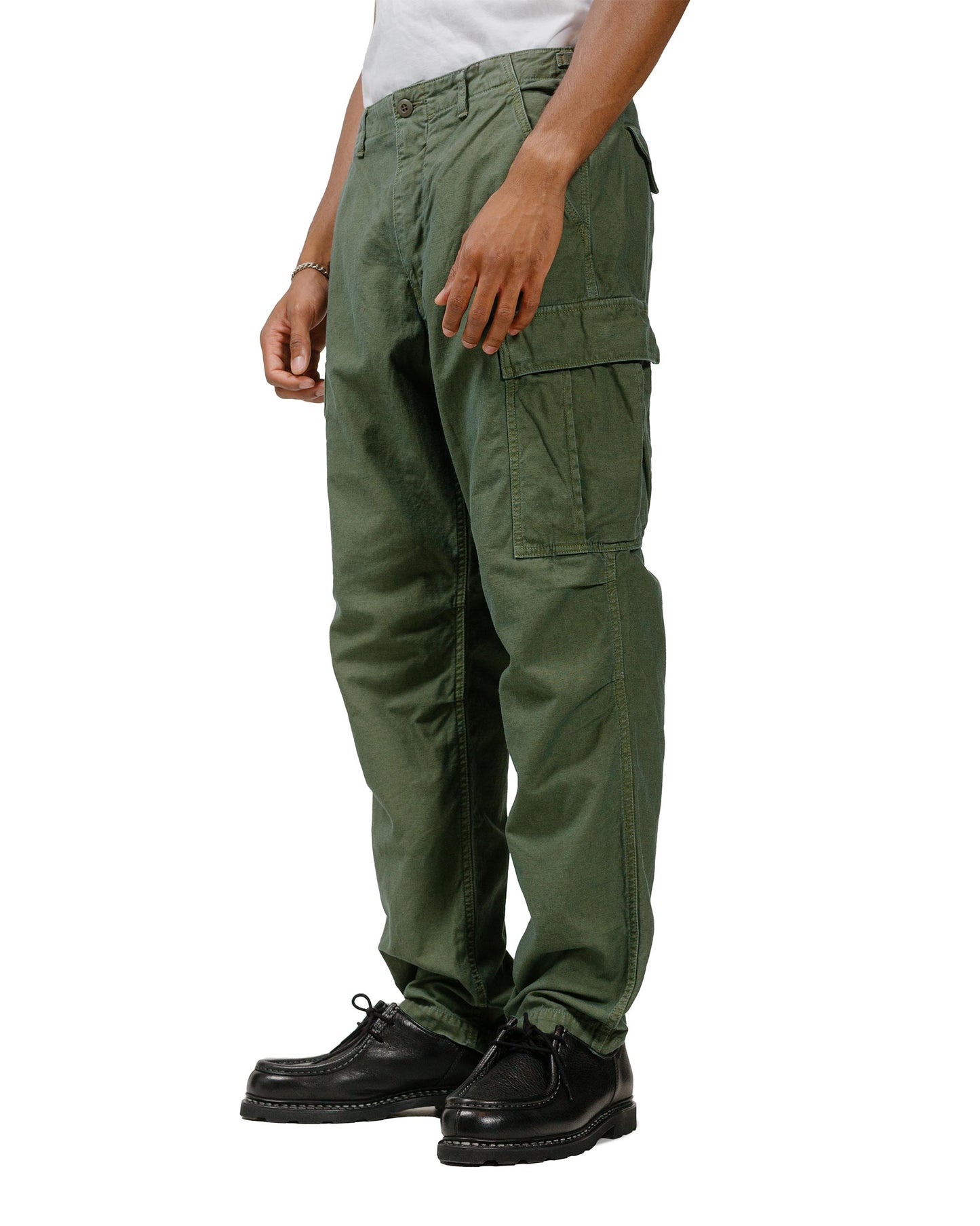 lost & found Sage de Cret Sage de Cret Lost & Found Cotton/Linen Back Satin Cargo Trouser Olive