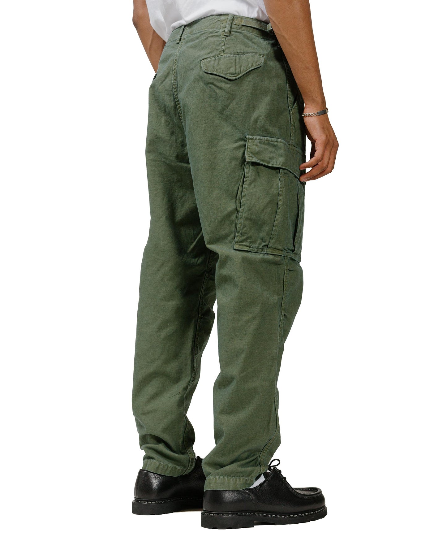lost & found Sage de Cret Sage de Cret Lost & Found Cotton/Linen Back Satin Cargo Trouser Olive