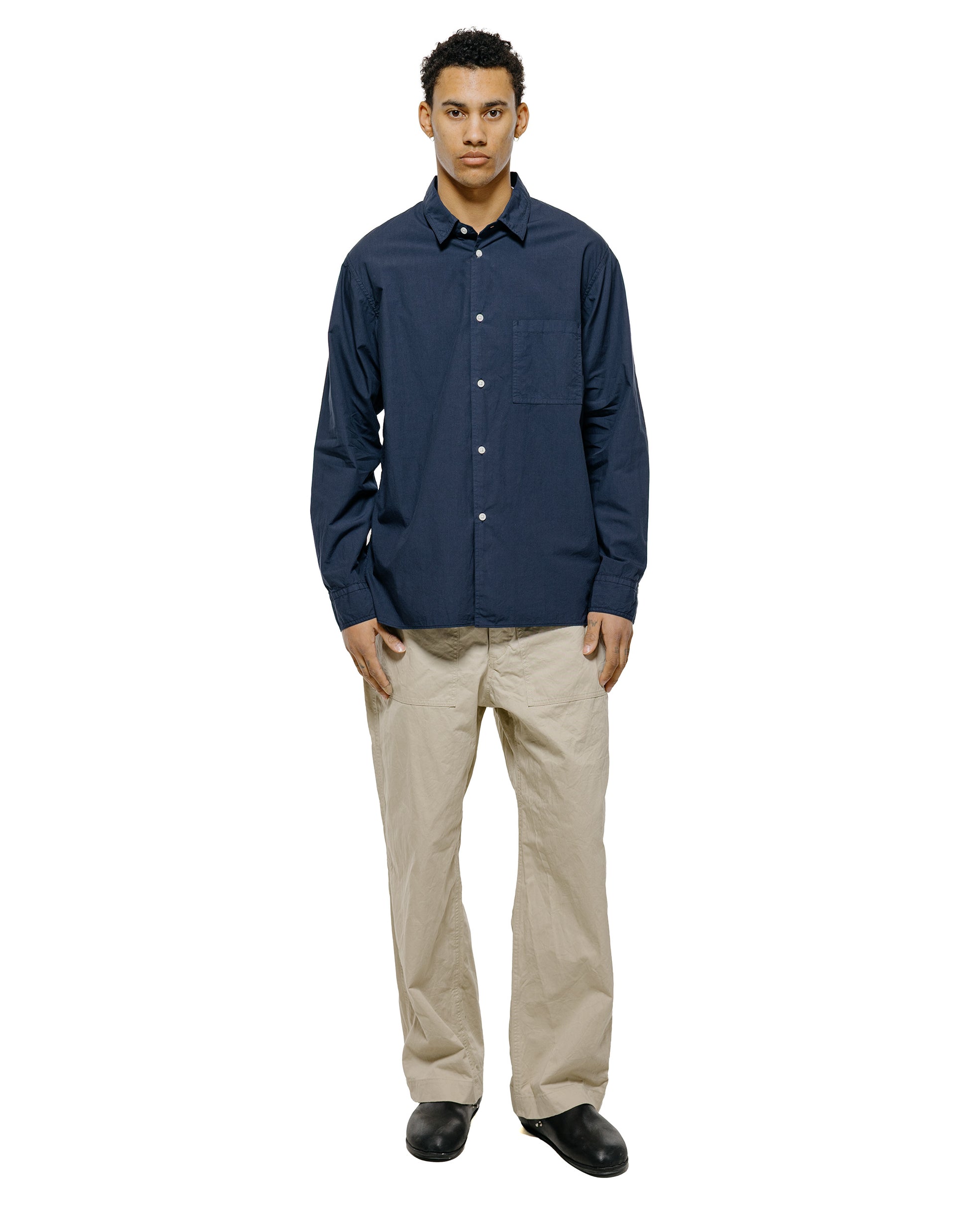lost & found Sage de Cret Sage de Cret Organic Cotton Bloadcloth Regular Collar Shirt L/S Navy