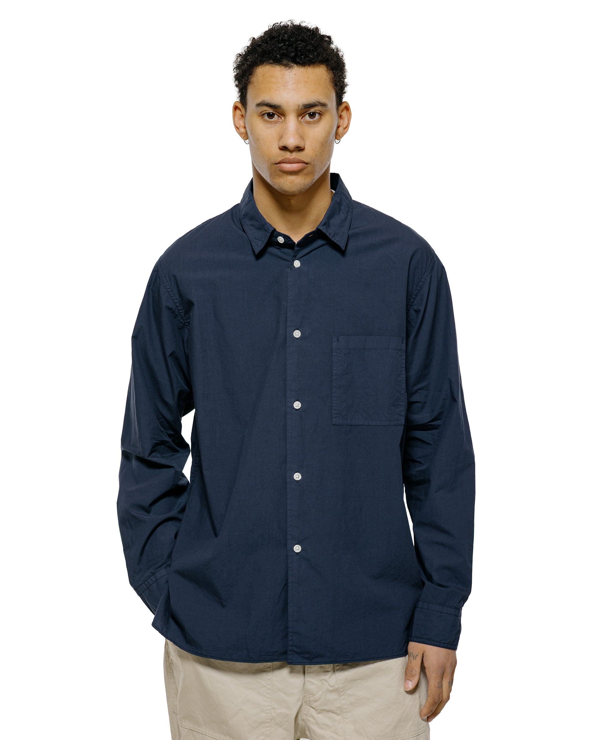 lost & found Sage de Cret Sage de Cret Organic Cotton Bloadcloth Regular Collar Shirt L/S Navy