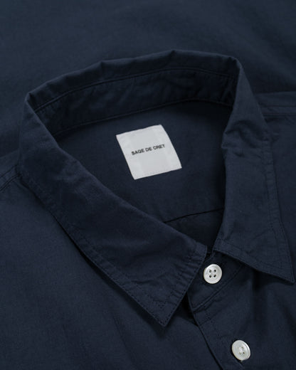 lost & found Sage de Cret Sage de Cret Organic Cotton Bloadcloth Regular Collar Shirt L/S Navy