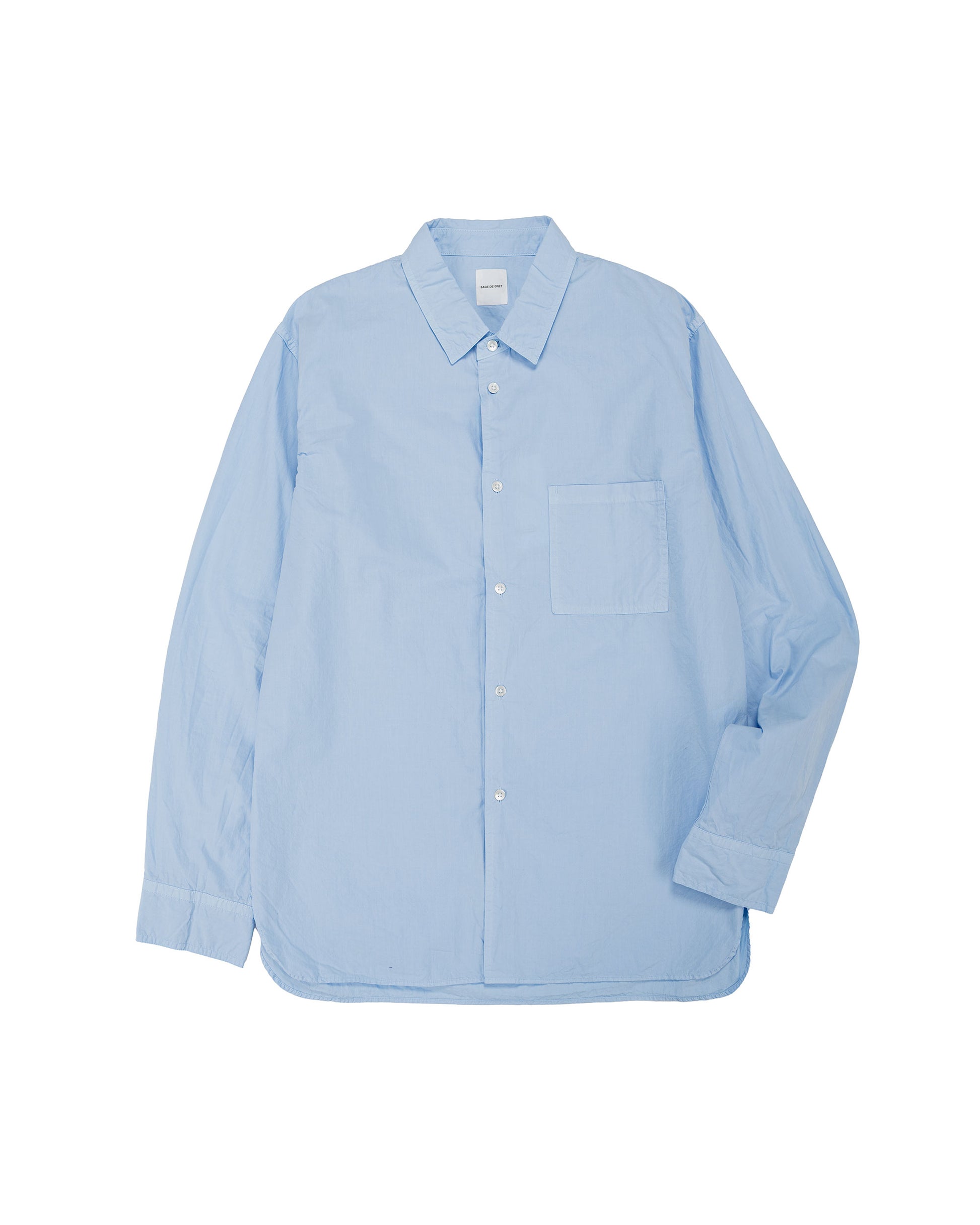 lost & found Sage de Cret Sage de Cret Organic Cotton Bloadcloth Regular Collar Shirt L/S Saxe Blue