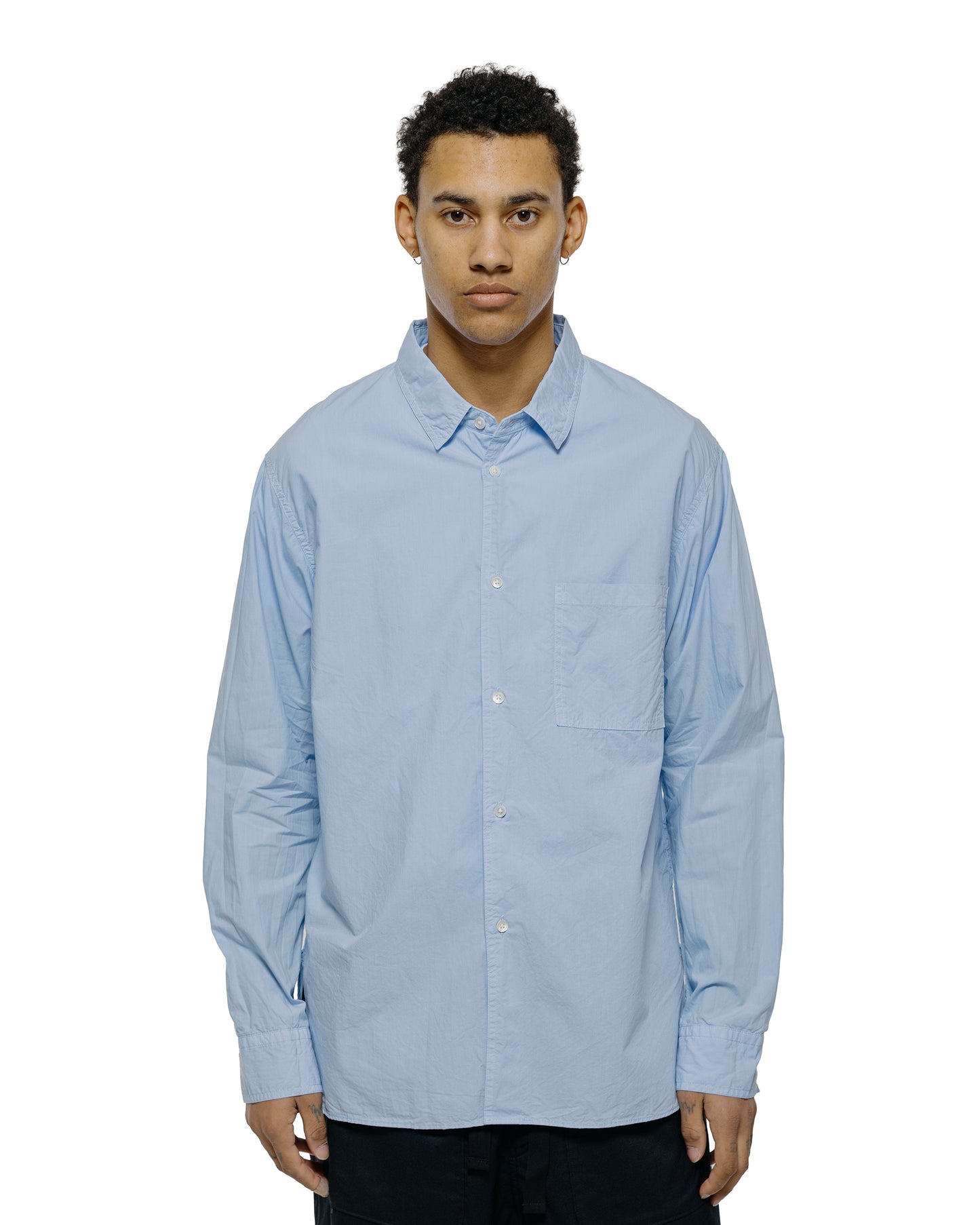 lost & found Sage de Cret Sage de Cret Organic Cotton Bloadcloth Regular Collar Shirt L/S Saxe Blue