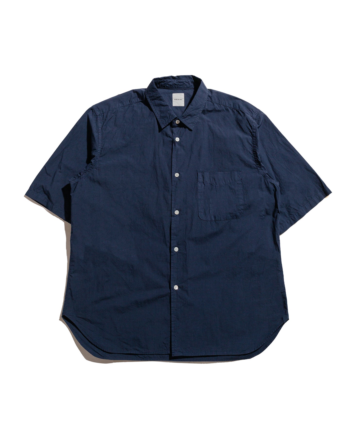 lost & found Sage de Cret Sage de Cret Organic Cotton Broadcloth Short Sleeve Regular Collar Shirt Navy