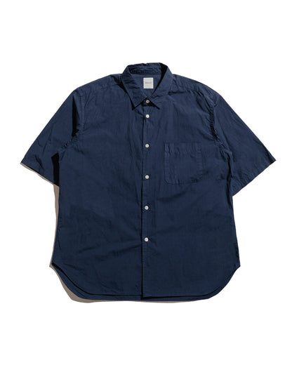 lost & found Sage de Cret Sage de Cret Organic Cotton Broadcloth Short Sleeve Regular Collar Shirt Navy