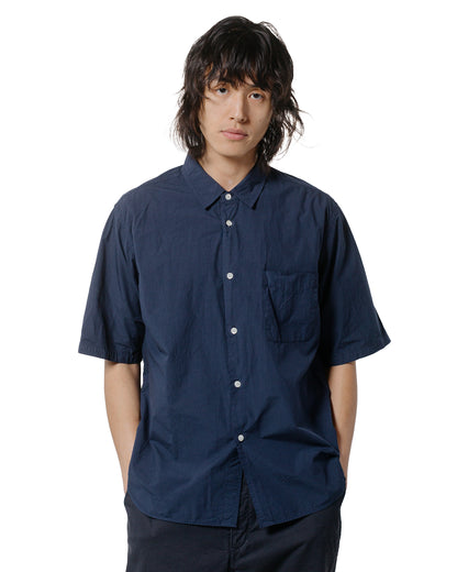 lost & found Sage de Cret Sage de Cret Organic Cotton Broadcloth Short Sleeve Regular Collar Shirt Navy
