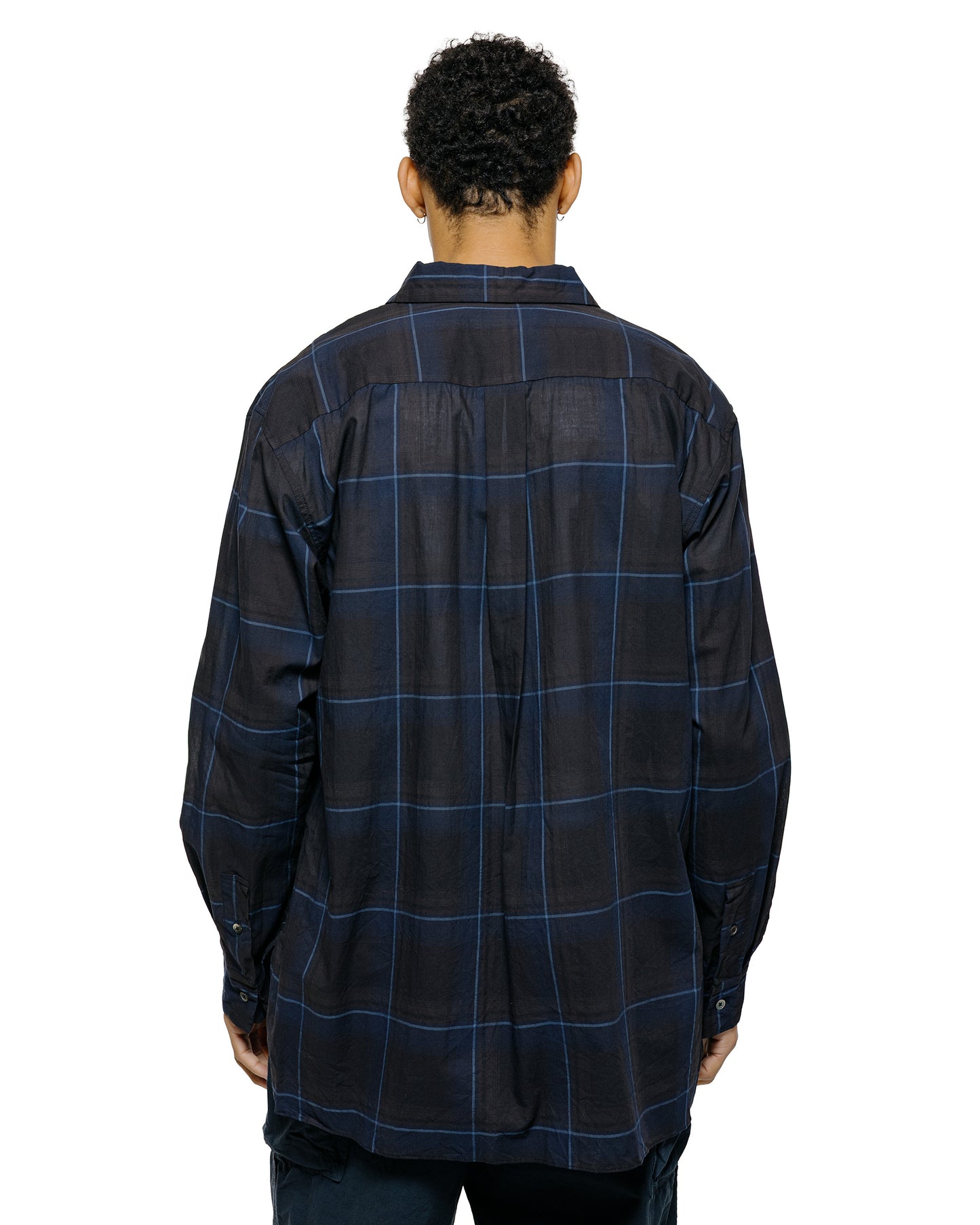 lost & found Sage de Cret Sage de Cret Organic Cotton Madras Pigmnet CT Long Regular Collar Shirt Navy