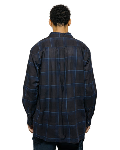 lost & found Sage de Cret Sage de Cret Organic Cotton Madras Pigmnet CT Long Regular Collar Shirt Navy