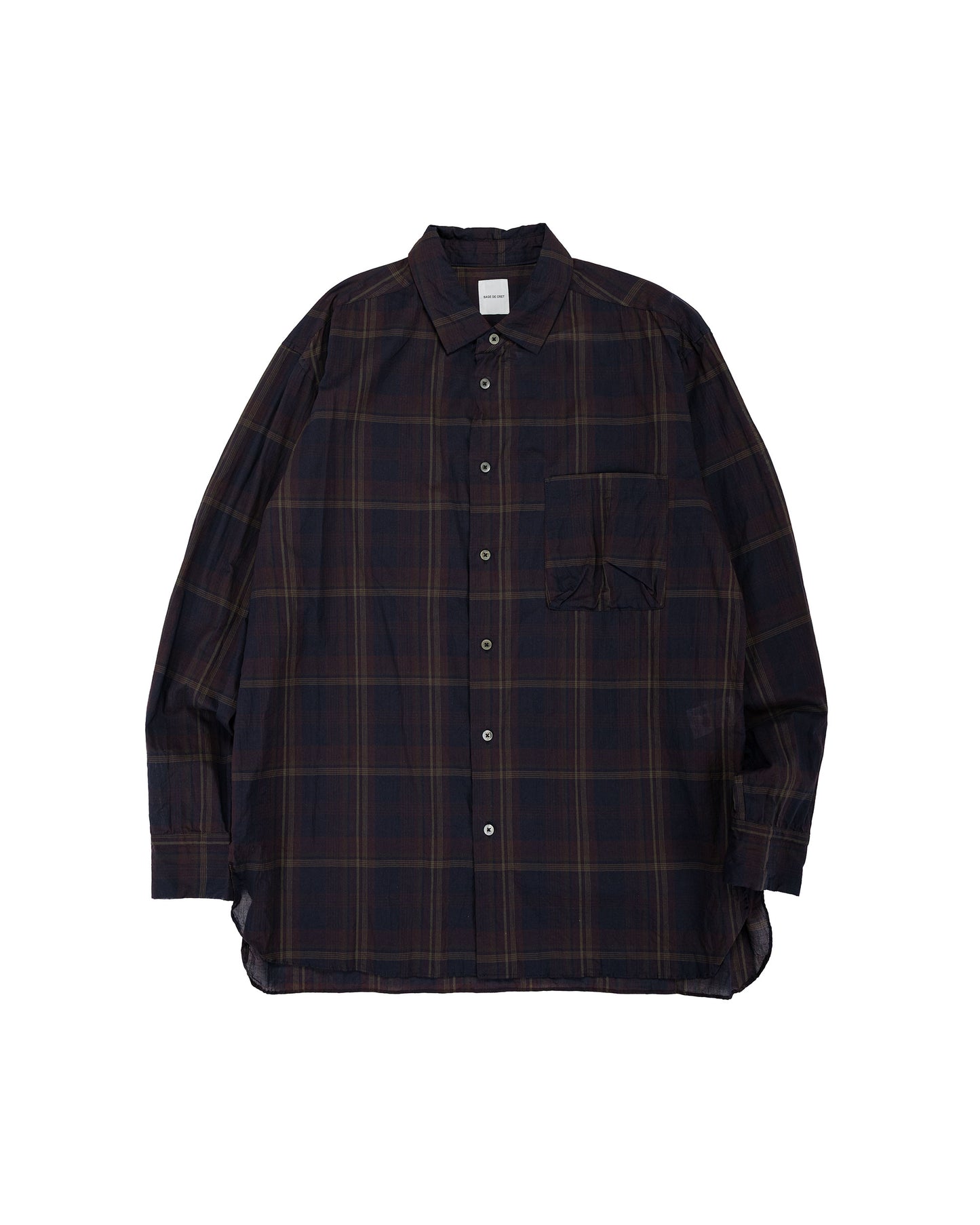 lost & found Sage de Cret Sage de Cret Organic Cotton Madras Pigmnet CT Long Regular Collar Shirt Wine