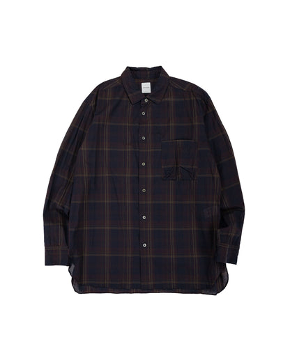lost & found Sage de Cret Sage de Cret Organic Cotton Madras Pigmnet CT Long Regular Collar Shirt Wine