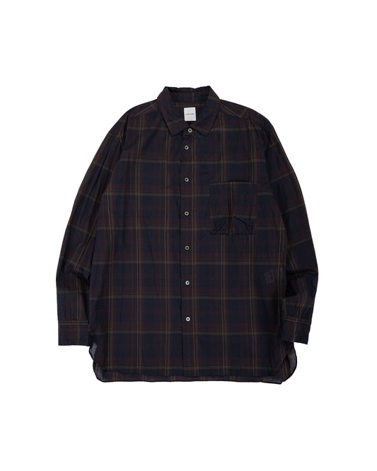 lost & found Sage de Cret Sage de Cret Organic Cotton Madras Pigmnet CT Long Regular Collar Shirt Wine