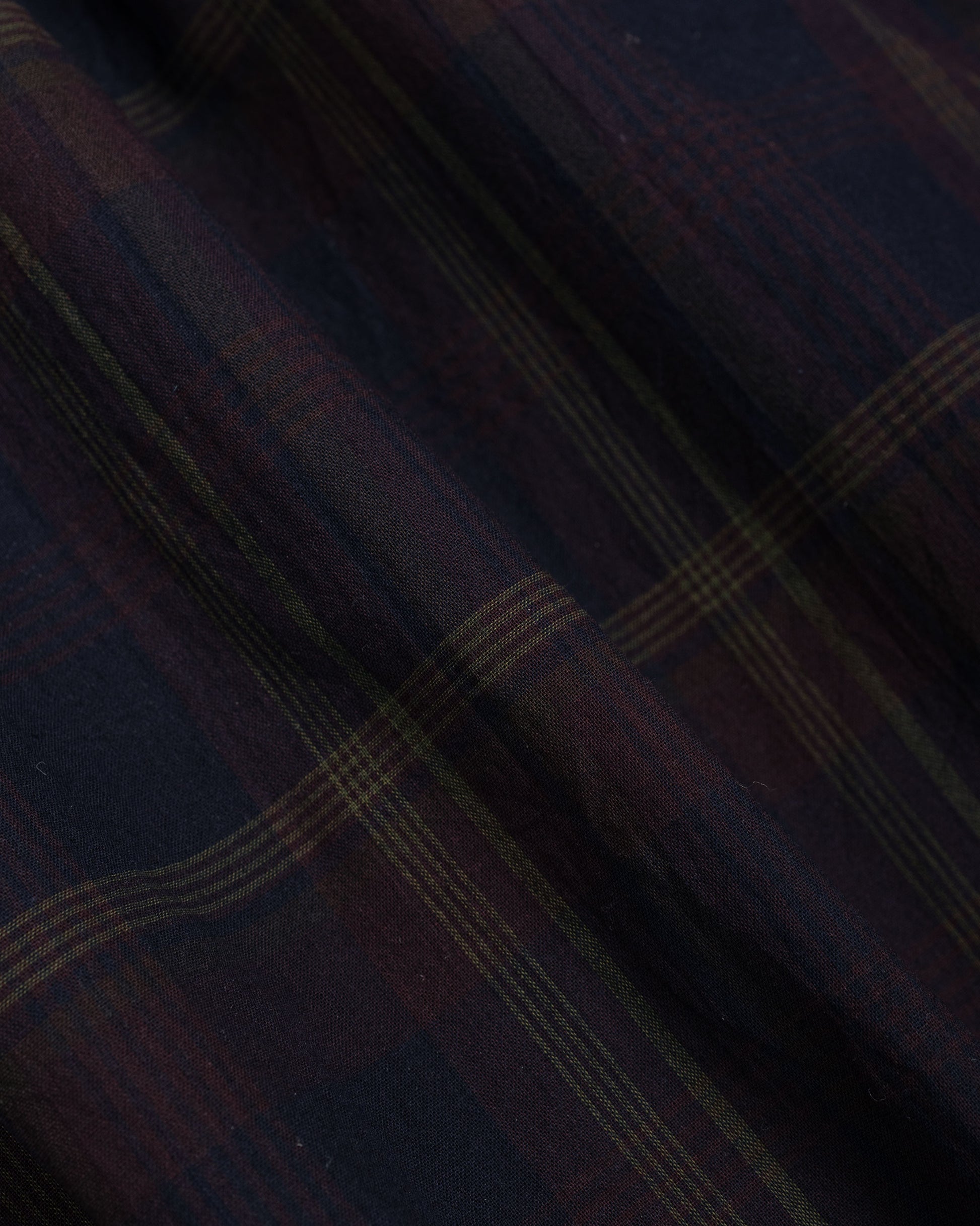 lost & found Sage de Cret Sage de Cret Organic Cotton Madras Pigmnet CT Long Regular Collar Shirt Wine