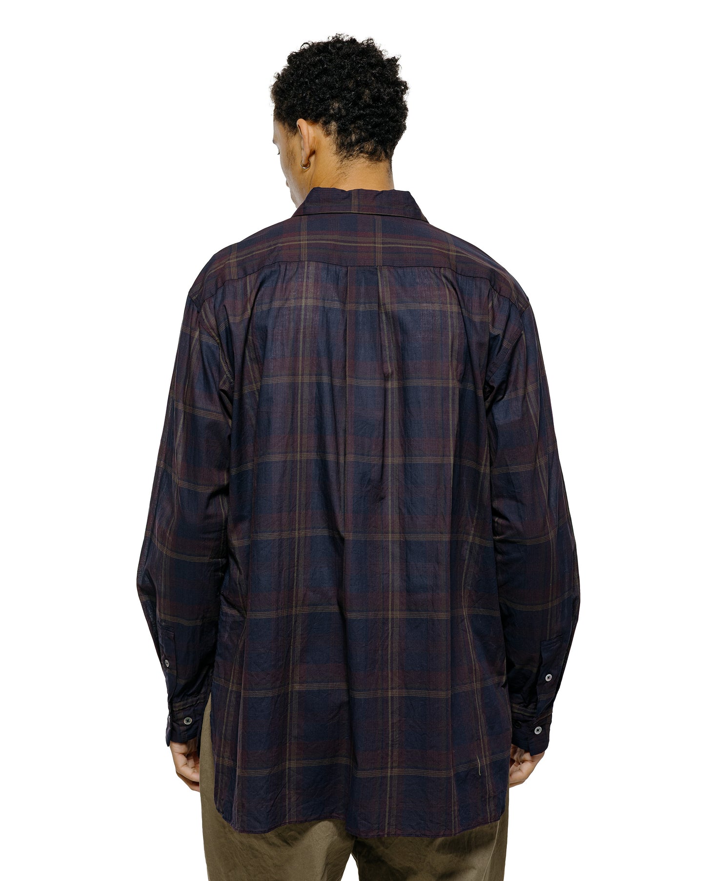 lost & found Sage de Cret Sage de Cret Organic Cotton Madras Pigmnet CT Long Regular Collar Shirt Wine