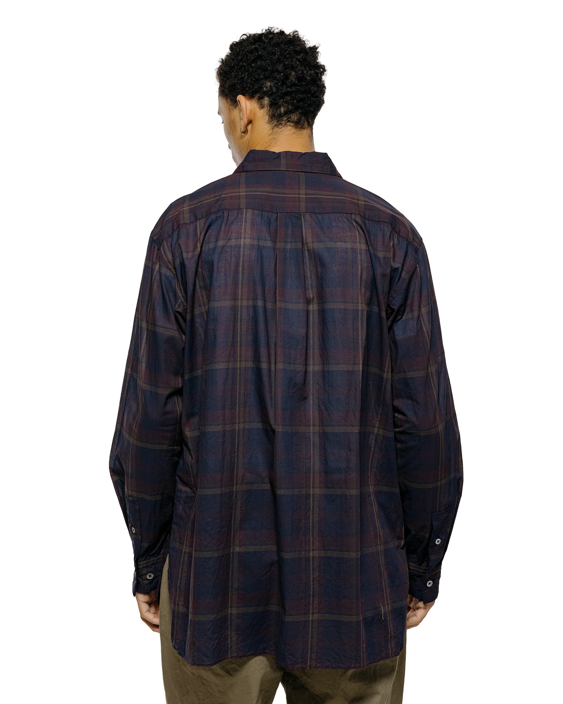 lost & found Sage de Cret Sage de Cret Organic Cotton Madras Pigmnet CT Long Regular Collar Shirt Wine