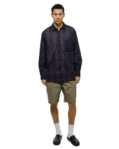 lost & found Sage de Cret Sage de Cret Organic Cotton Madras Pigmnet CT Long Regular Collar Shirt Wine