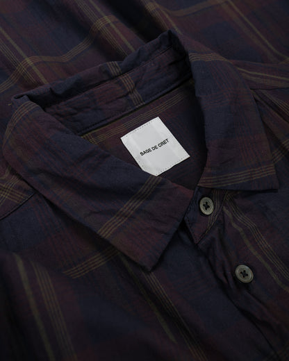 lost & found Sage de Cret Sage de Cret Organic Cotton Madras Pigmnet CT Long Regular Collar Shirt Wine