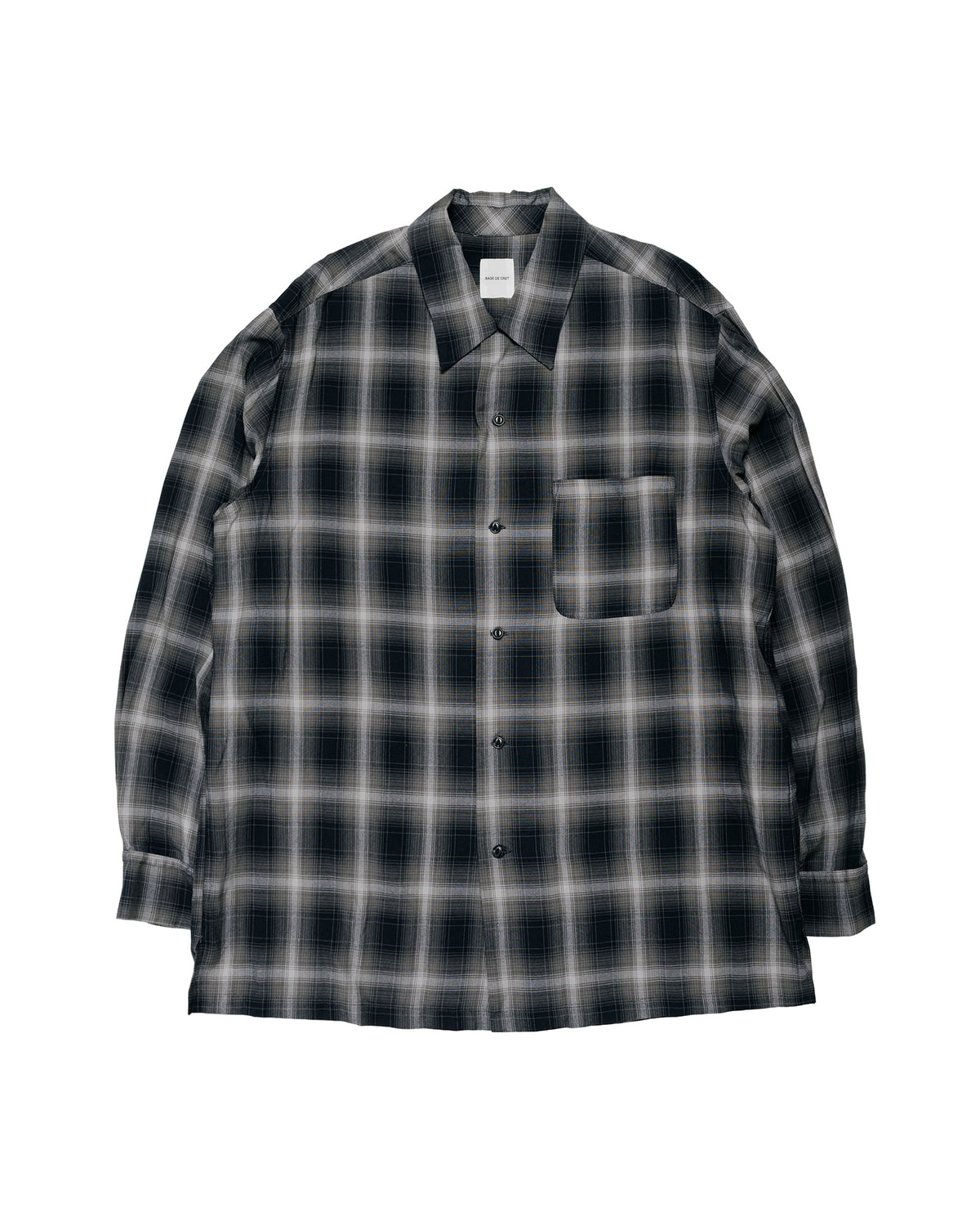 Sage de Cret RA Ombre Check Open Collar Shirt Gray
