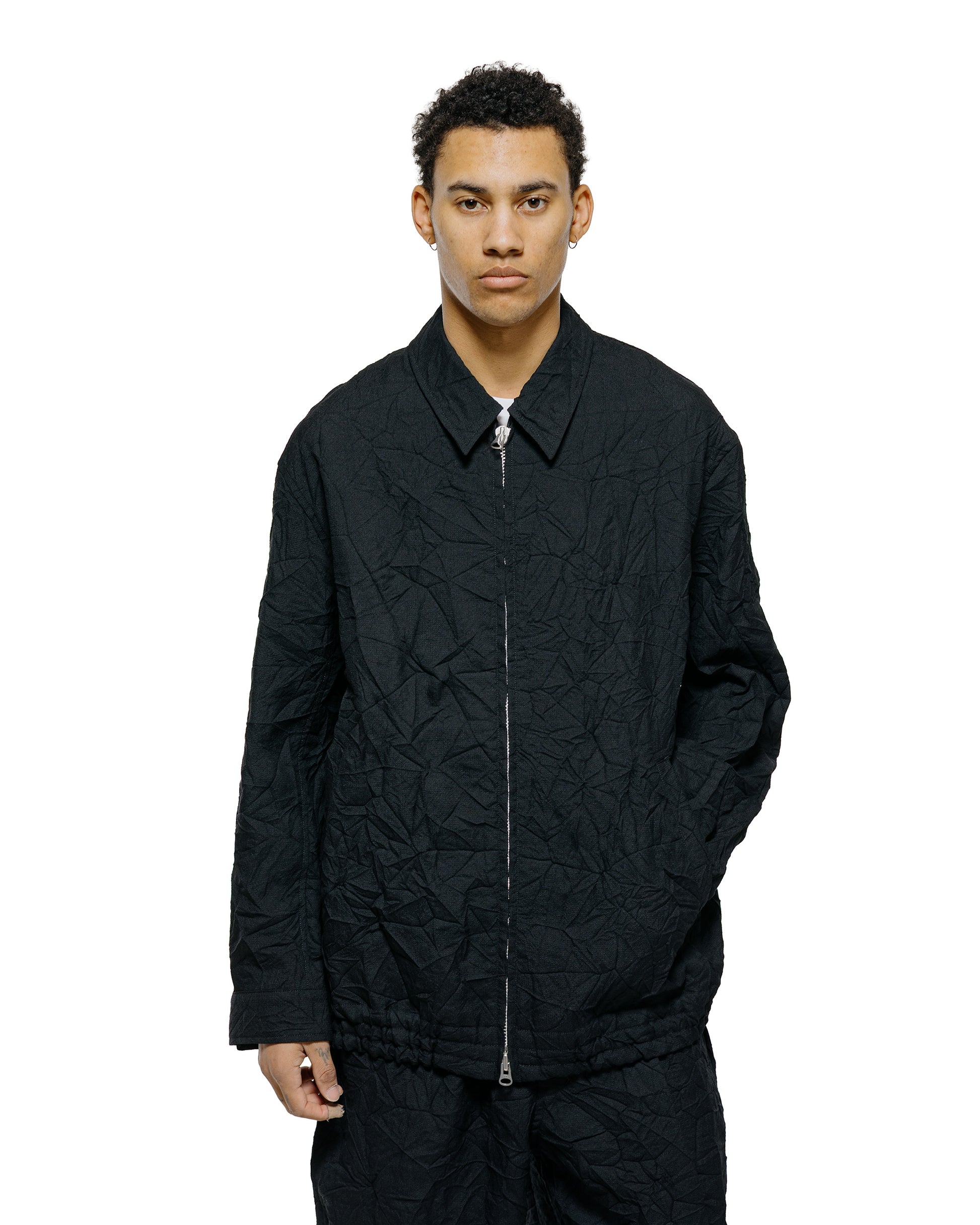 lost & found Sage de Cret Sage de Cret WO/LI Crinkle Full Zip Jacket Black