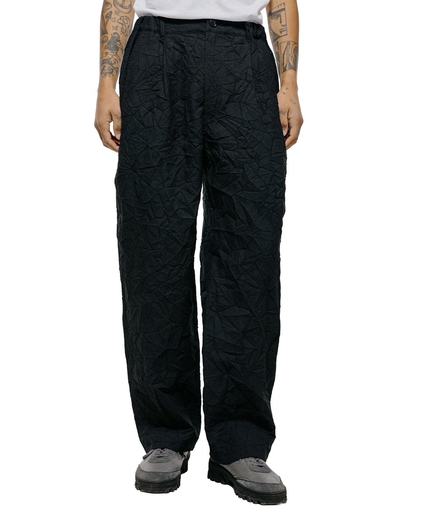 lost & found Sage de Cret Sage de Cret WO/LI Crinkle Single Pleated Wide Pants Black
